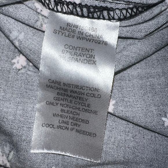 Market & Spruce 2X Black Floral Vasilisa Twill 1/4 Button Henley Shirt Dress - Picture 8 of 10